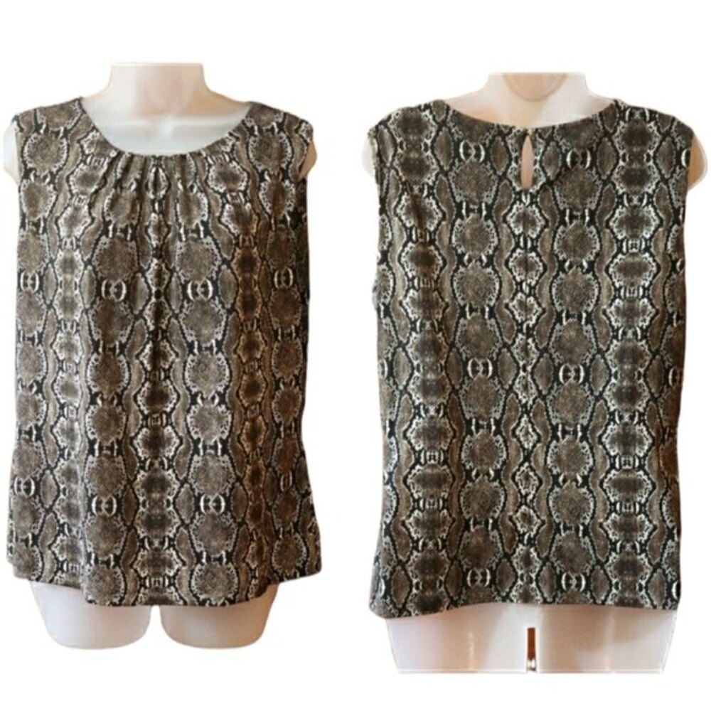 Calvin Klein Snake Print  Animal Print Sleeveless Key Hole Top LG